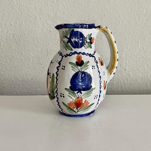 Vintage French Pottery Floral Pitcher