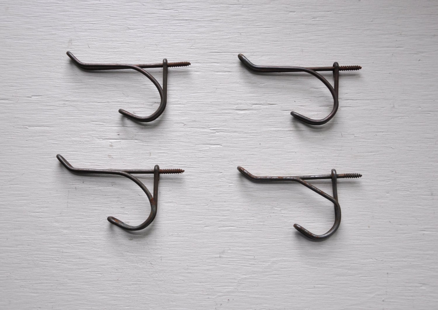 Four Vintage Screw In Wire Coat Hooks Etsy