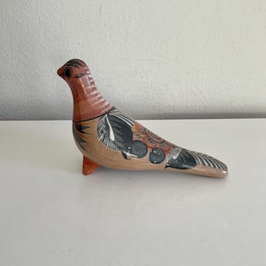 Vintage Hand Painted Mexican Pottery Bird - Mexico Folk Art Pottery