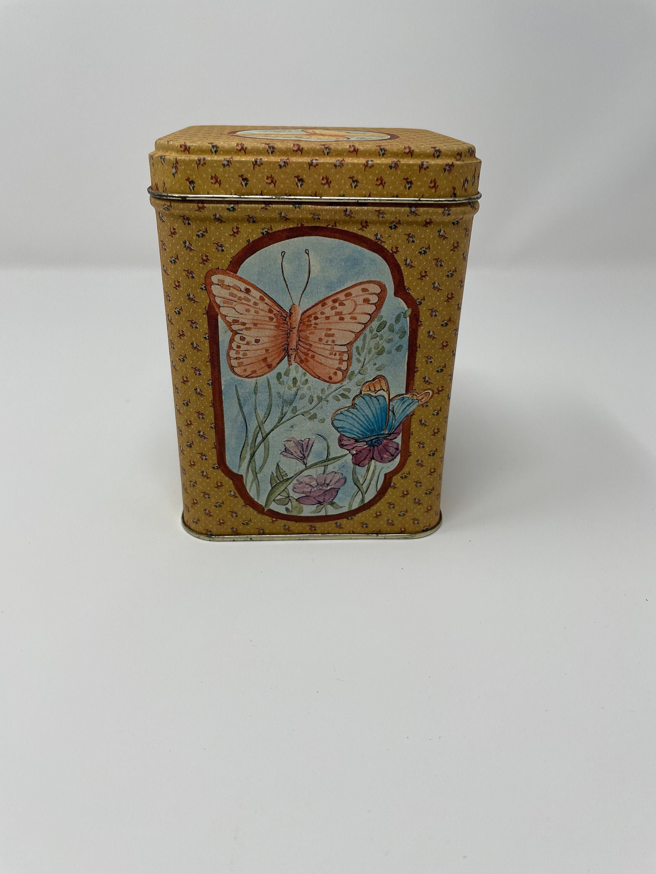 Vintage Butterfly Tin Butterflies Container Etsy