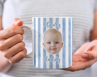 Aangepaste mok babygezicht – gepersonaliseerde fotokoffiemok voor kersverse vader – eerste vaderdagcadeau van baby – golfliefhebber beste aandenken vader