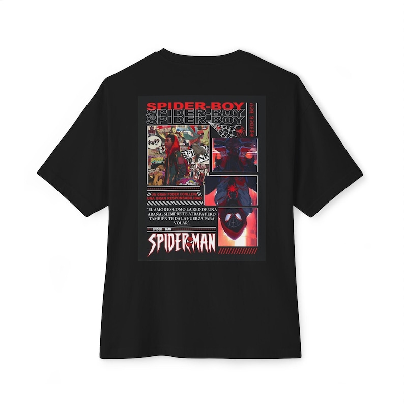 Spider-Boy Comic Collage Tee | Spiderman Miles Morales Graphic Shirt image 1