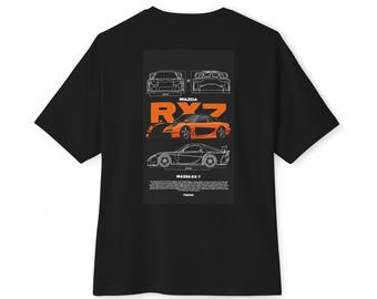 T-shirt Mazda RX-7 Racing Diagram | Illustratie roterende sportwagen