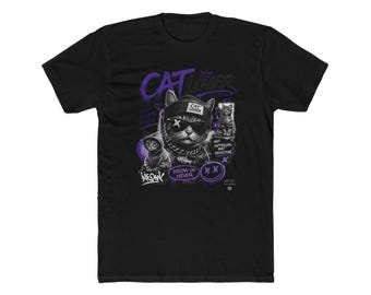 Cool Cat Skateboard Graphic Tee | Retro Streetwear Cat Illustration
