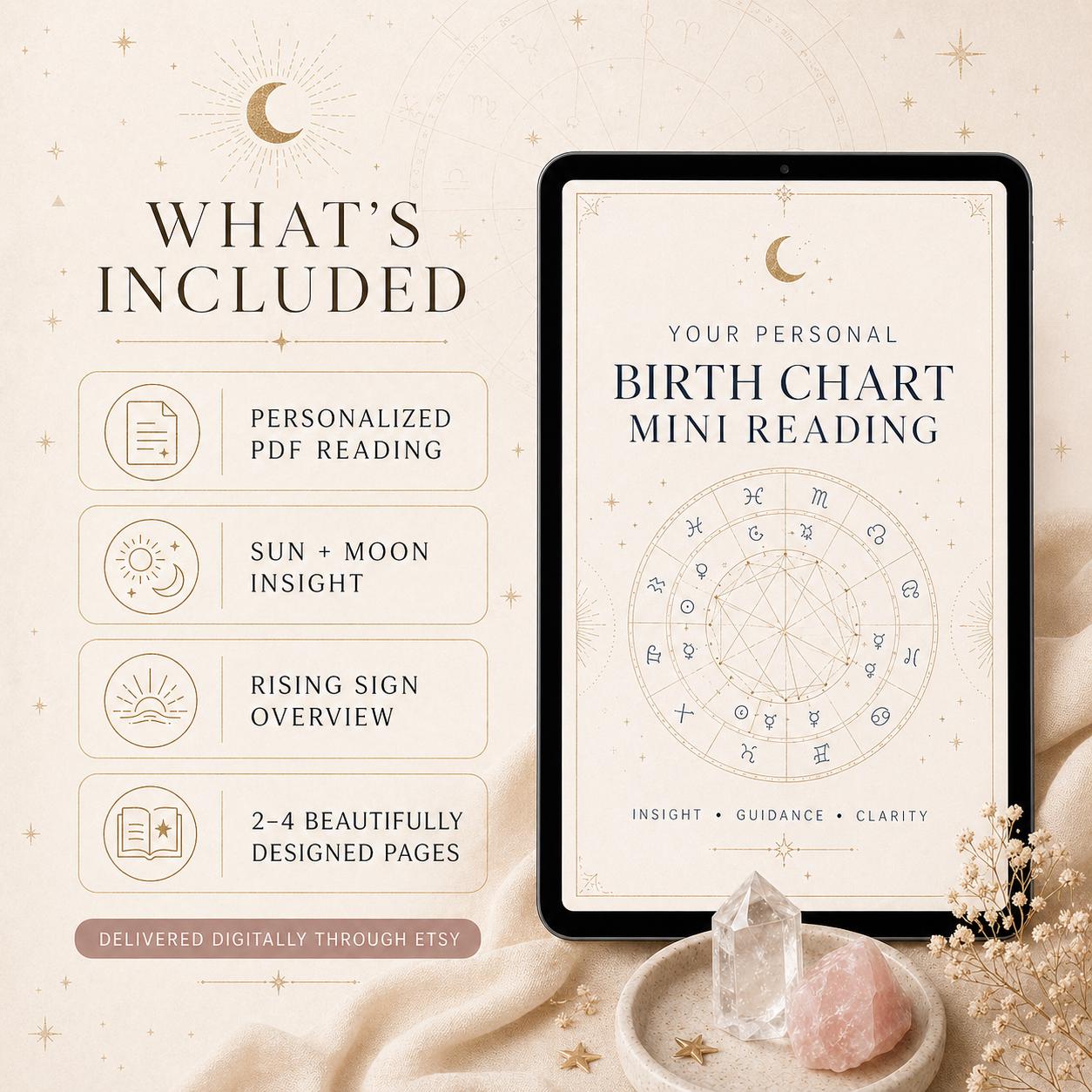 Personalized Birth Chart Mini Reading, Astrology PDF Report (digital ...