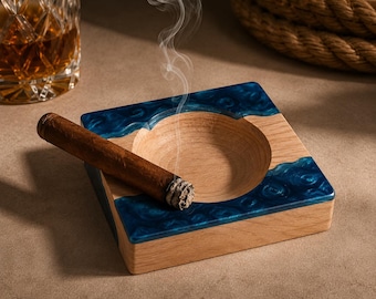 Handgefertigter Zigarrenaschenbecher aus Holz | Luxus Holz Aschenbecher mit Zigarre Rest | Einzigartiges Geschenk für Männer | Büro Schreibtisch & Mann Höhle Dekor