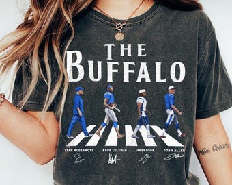 Buffalo Walking Road Signatures Football Comfort Color Shirt, Josh Allen Football Unisex Shirt