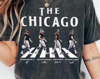 Chicago Walking Road Football Comfort Colors Shirt, Caleb Williams Colston Loveland Funny Football Shirt, Game Day Football Tee