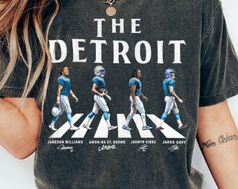Detroit Walking Road Football Comfort Colors Shirt, Jahmyr Gibbs Jared Goff Football Shirt, Detroit Game Day Football Tee