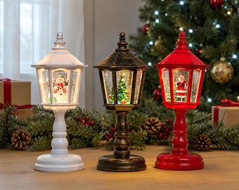 クリスマスウォーターグローブランタン、光るきらめき装飾、カスタムギフトメッセージ付き