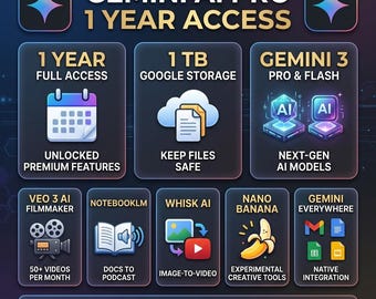 Gemini Pro AI | 12 Months Google AI Pro | 100% Private Account