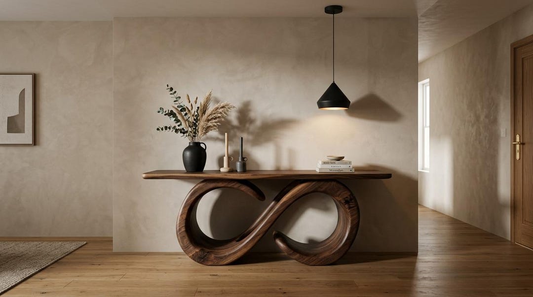 Infinity Console Infinity Sculptural Console Table – Solid Wood Modern Entryway Table ...