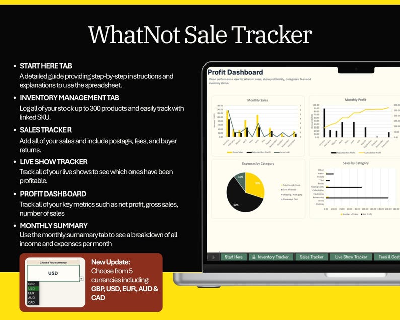 Whatnot Seller Spreadsheet | Sales Inventory Fee Profit Tracker | Live ...
