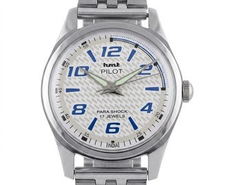 Reloj mecánico HMT Pilot vintage con esfera blanca / Cuerda manual Indian Heritage