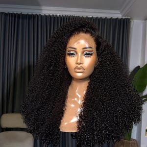 20” Pixie Curl Wig 300g Super Double Drawn Virgin Human Hair | 13x5 HDFrontal Wig | Natural Black Curly Wig | Luxury Glueless