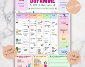 ADHD Energy Planner, Dopamine by Energy Level, Self Care Printable for Mental Health (Digital Download)