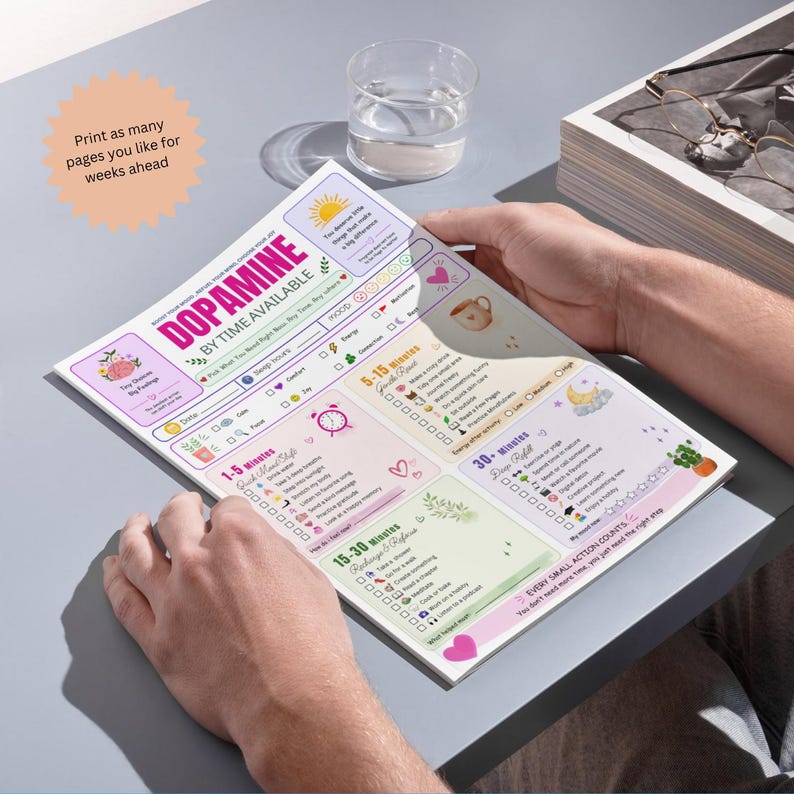 ADHD-dopaminemenuplanner afdrukbaar | Werkblad zelfzorg op tijdbasis (digitale download) afbeelding 5