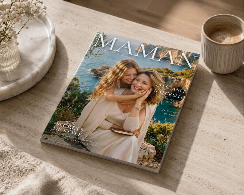 Personlig Maman Magazine-mall | Canva Redigerbar presentidé för mors dag och födelsedag till mamma, utskrivbar minnessak bild 4