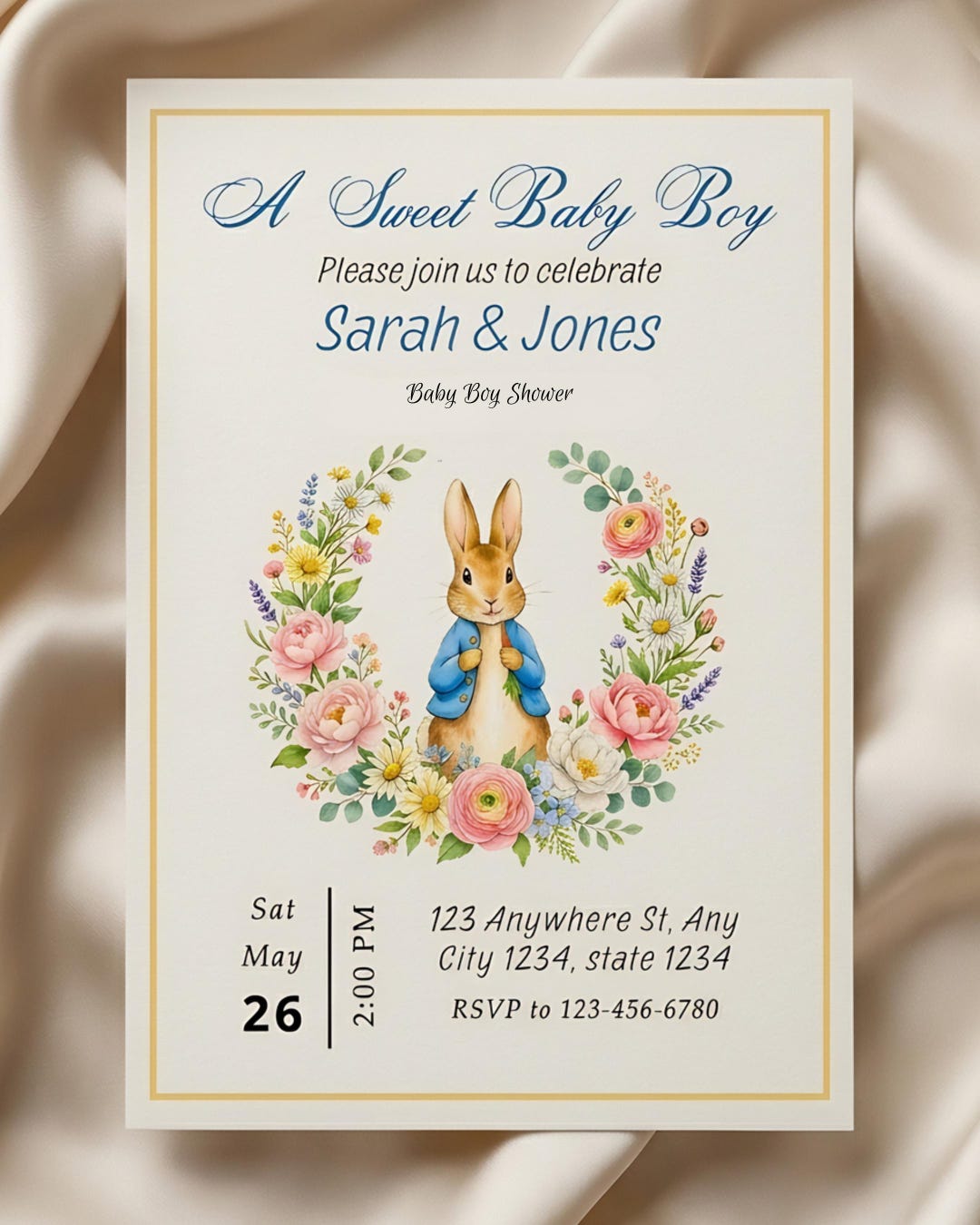 Editable Peter Rabbit Baby Shower Invitation Template, Bunny Baby ...