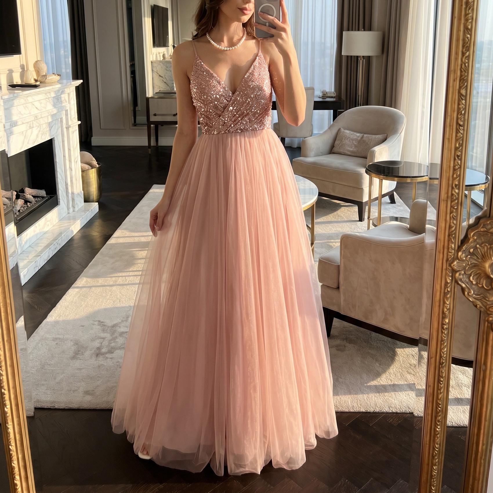 Pink Prom Dress With Sparkles - Etsy
