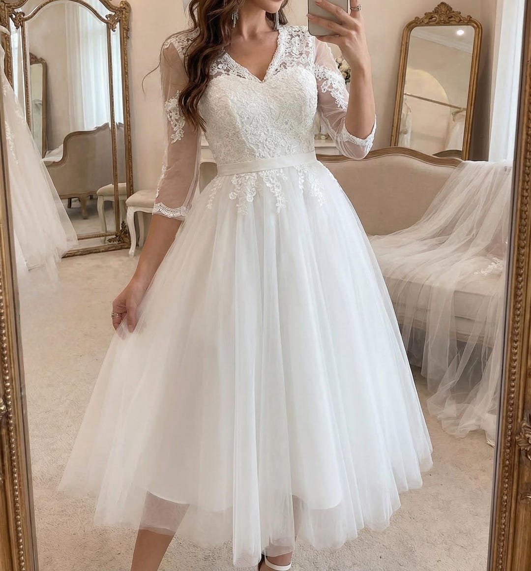 Lace Wedding Dresses Boho,diamond Collar A Line Bridal Gown ,cottage ...
