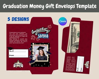 2026-27 Graduation Money Holder Canva Template, Editable Cash Gift Box (Digital Download)