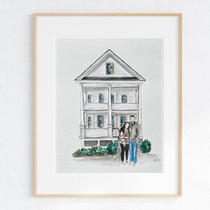 11x14 Family and a House, Custom house painting and family portrait , house drawing, christmas gift, housewarming gift, realtor gift