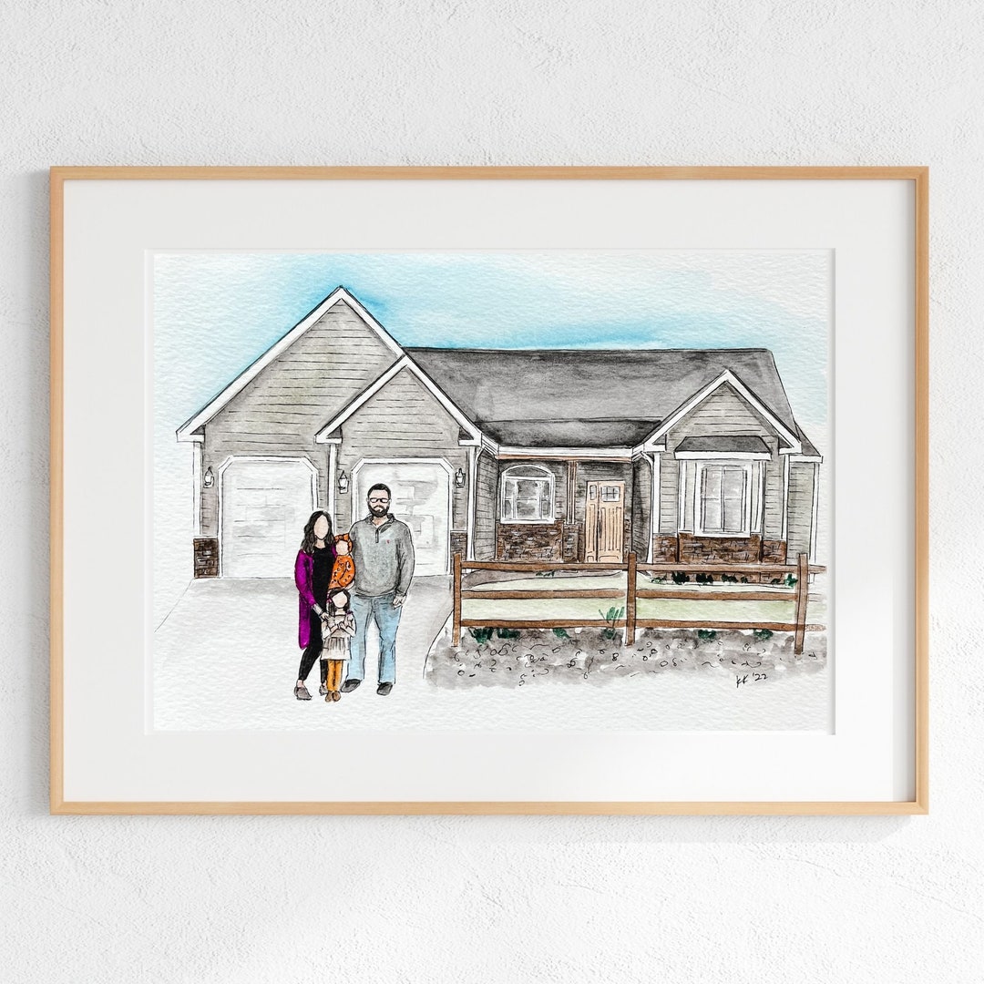 Family and House, Custom House Painting and Family Portrait , House ...