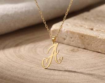 Personalisierte Herz-Anfangsbuchstaben-Halskette, zierlicher Namensschmuck, Geschenk für Sie
