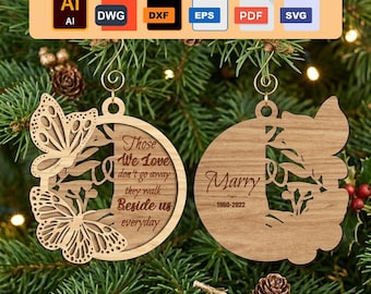 Memorial vlinder ornament SVG, gelaagd lasergesneden bestand, herinnering aandenken (digitale download)