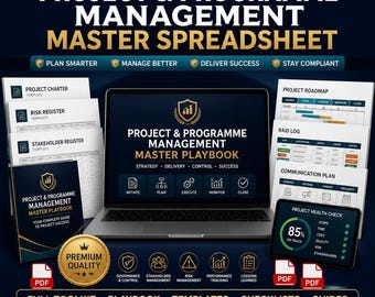 Project & Programme Management Spreadsheet | Gantt | Risk Register | Budget Tracker | PRINCE2 | Excel