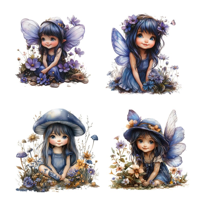 Blue Fairy Clipart Watercolor Fairy PNG Magical Girl Illustration ...