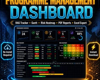Programme Management Dashboard | Multi-Project RAG Tracker, Gantt (Digital Download)
