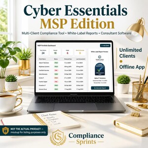 Cyber ​​Essentials MSP Edition | Ferramenta de Conformidade Multicliente | Relatórios de Marca Branca | Software para Consultores