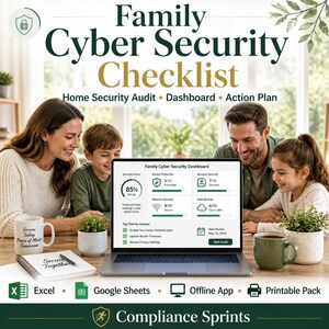 Family Cyber Security Checklist | Home Security Audit Excel Google Sheets & Web App | Printable Online Safety Check | Digital Download