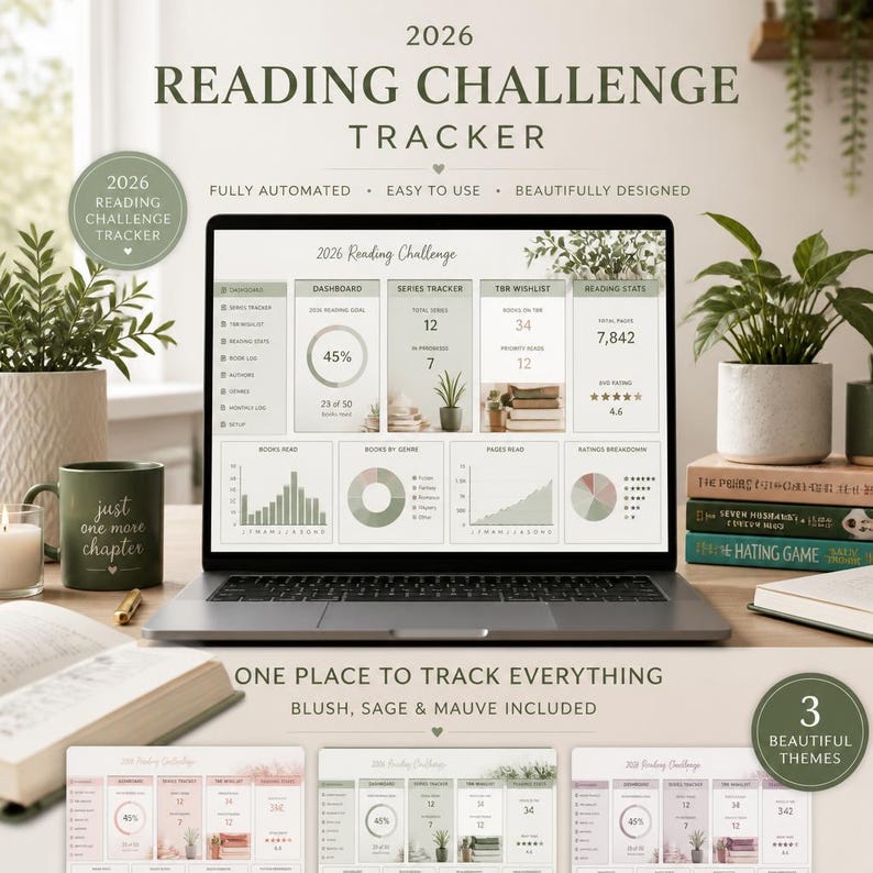 Book Tracker Spreadsheet 2026 Reading Challenge Excel Google Sheets TBR ...