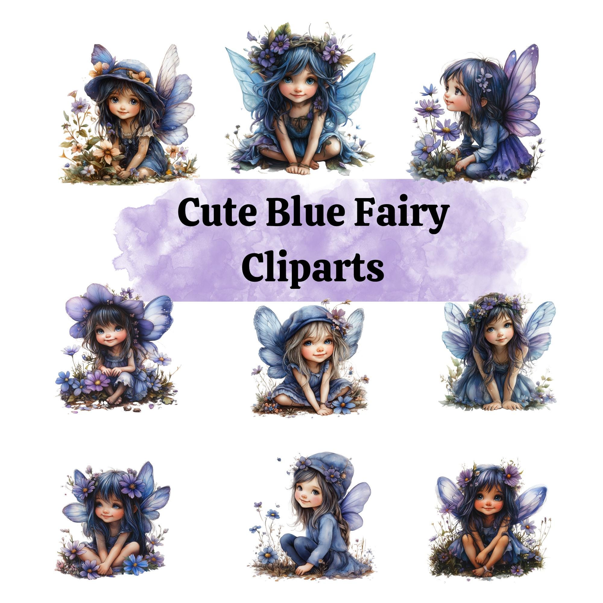Blue Fairy Clipart Watercolor Fairy PNG Magical Girl Illustration ...