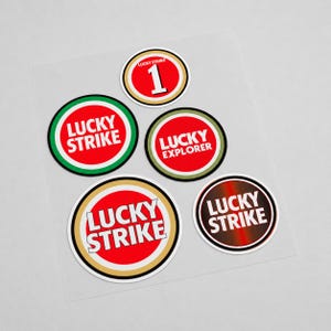 Lucky Strike Racing Motorcycle Sponsor Car Stickers,Vinyl Waterproof Scratch Covering Decal for Laptop,Water Bottle,Toolbox,Game Console