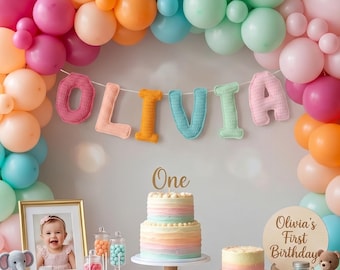 Personalized 1st Birthday Name Banner, Custom Crochet Letter Garland for Baby Party, New Store Deals