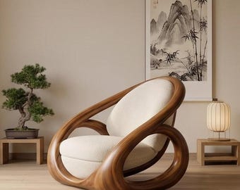 Sillón escultural de estilo moderno de mediados de siglo / Mueble auxiliar artístico de líneas curvas