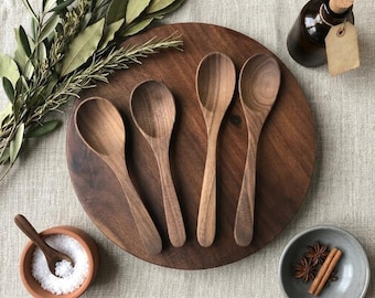 Walnuss Holzlöffel 15.5 cm, Reislöffel aus Holz, Kaffeelöffel, Gewürzlöffel, Handgemachter Naturholzlöffel, Küchenutensil