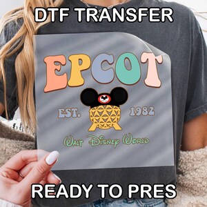 Epcot Est 1982 DTF Transfer, Retro Walt Disney World Spaceship Earth Ready To Press