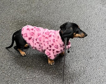 Rosa Leopard Hund Hoodie, Warme Haustierkleidung für Kleine Hunde, Herbst-Winter-Outfit