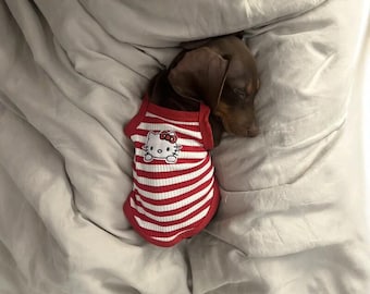 Gestreiftes Hunde Tank Top, kleine Haustier Weste, Atmungsaktives Sommer Shirt, Dackel Malteser Yorkie