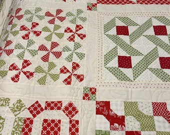 Double Size Quilt Red and Green Block of the Month 20 Different Blocks