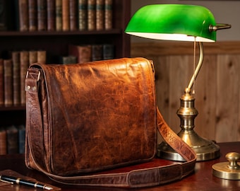 Leder Messenger Bag für Männer, Vintage Crossbody Satchel, echtes Leder Schultertasche, rustikale braune tägliche Tragetasche, handgemachtes Geschenk für ihn