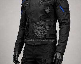 Traje táctico de combate cyberpunk, traje futurista de estilo techwear para cosplay para hombre