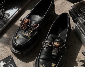 90s Gucci by Tom Ford Black Leather Square Toe Horsebit Loafers