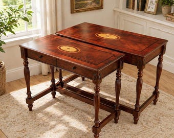 Vintage Solid Wood Writing Desk with Drawers Antique Cherry Secretary Desk for Home Office