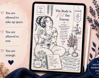 The Body Is Not The Enemy Colouring Page | Nervous System Support Printable | Self Compassion PDF | Chronic Pain & Anxiety Calm Tool
